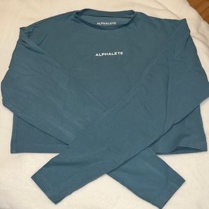 Blue Alphalete Long Sleeve Crop Top